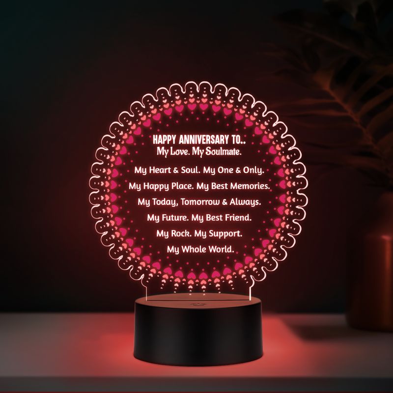 Couples Led Night Lamp Gift Item for Wedding, Anniversary, Birthday & Valentine's Day Romantic Gift for Couples Multicolored Light (My Soulmate)